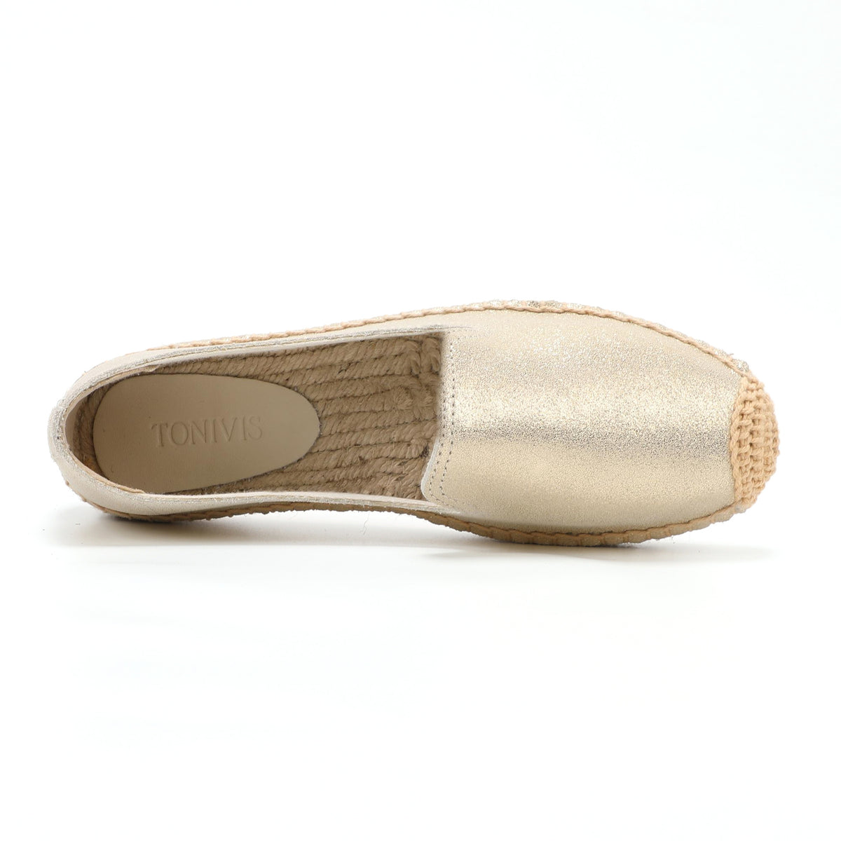 TONIVIS Women's Slip-On Cowhide Leather Espadrille Flats