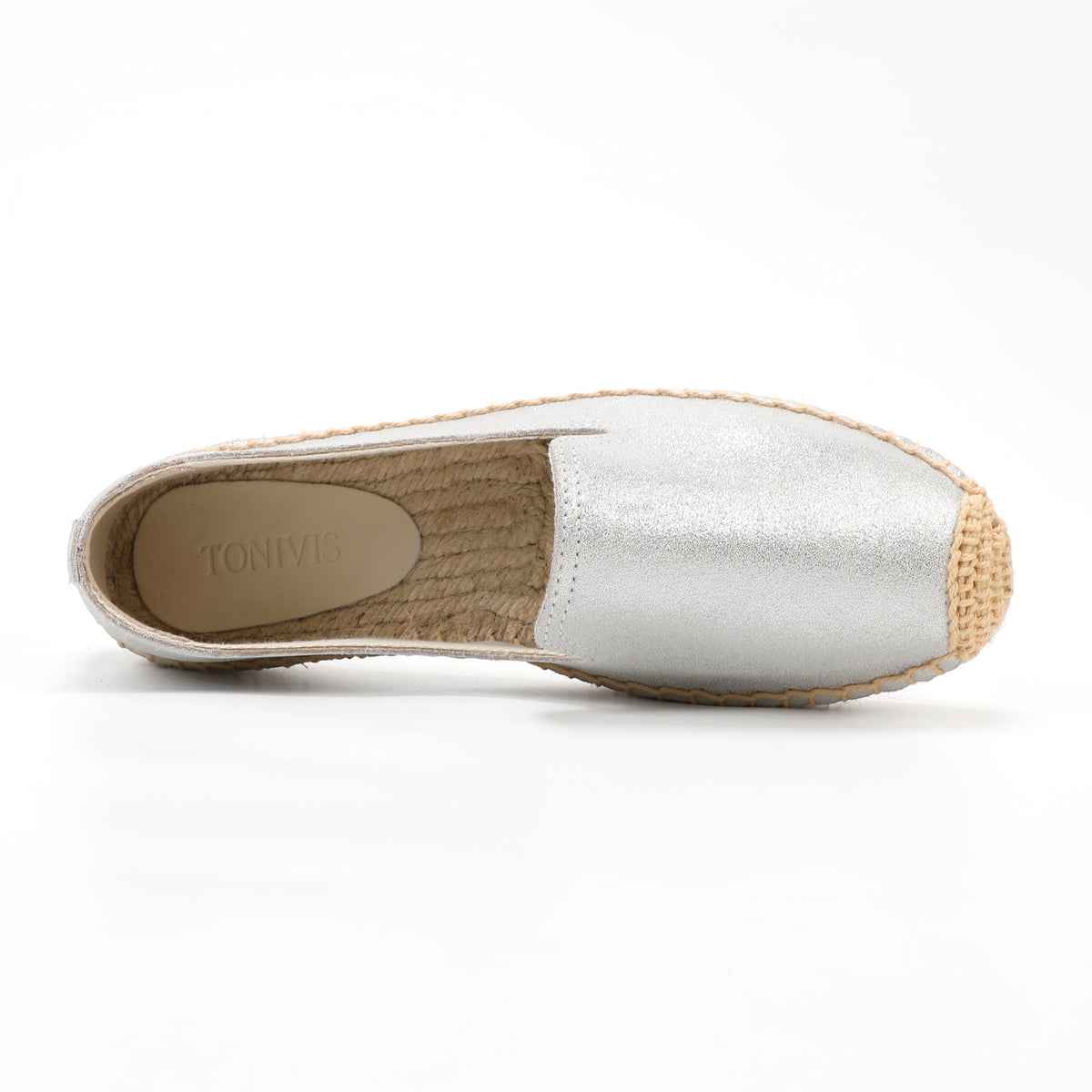 TONIVIS Women's Slip-On Cowhide Leather Espadrille Flats