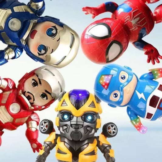 360 Degree Rotating Dance Hero Interactive Superhero Action Figure with Lights & Music