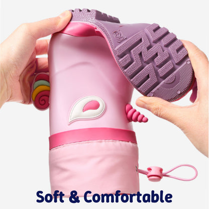 Kids Waterproof Cartoon Gumboots | Rain Boots with Splash-Proof Drawstring Cuff