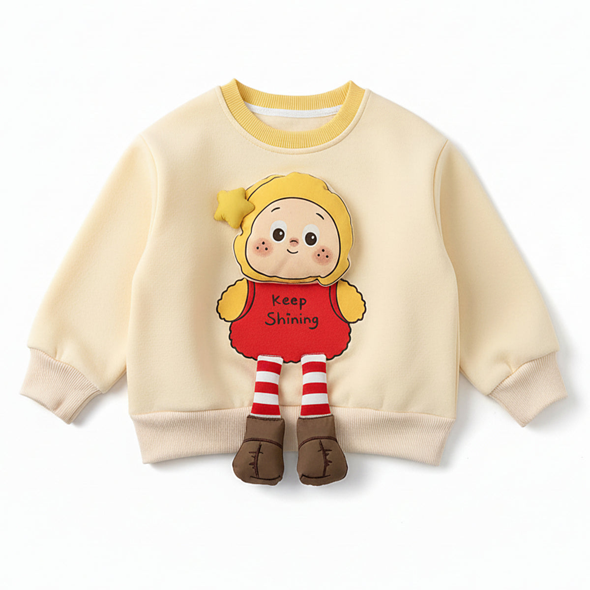 Girls 3D Cartoon Applique Pullover Sweatshirt