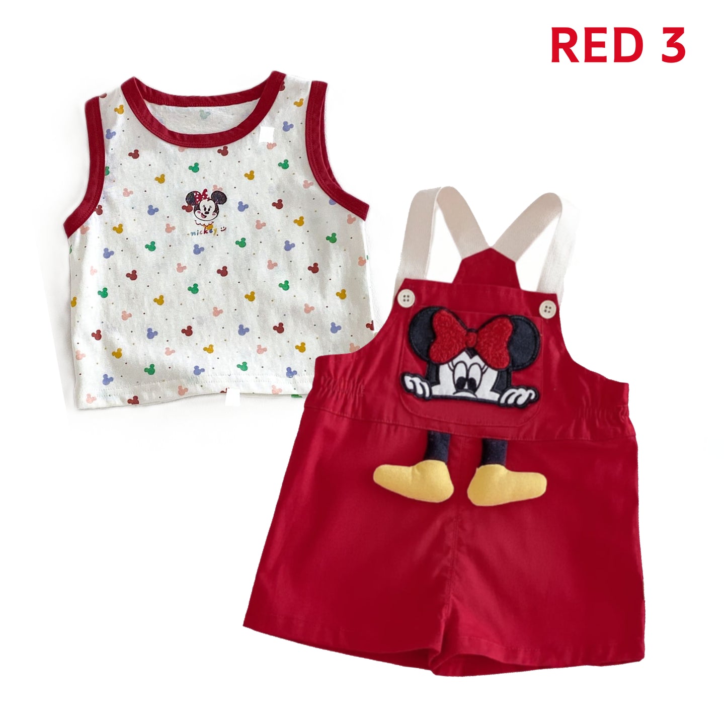 Minnie Mouse Girl's Red Shorts Overall Outfit Set