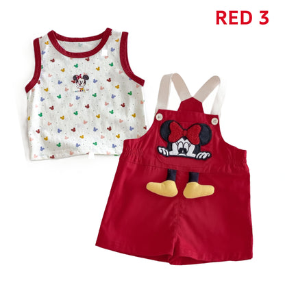 Minnie Mouse Girl's Red Shorts Overall Outfit Set