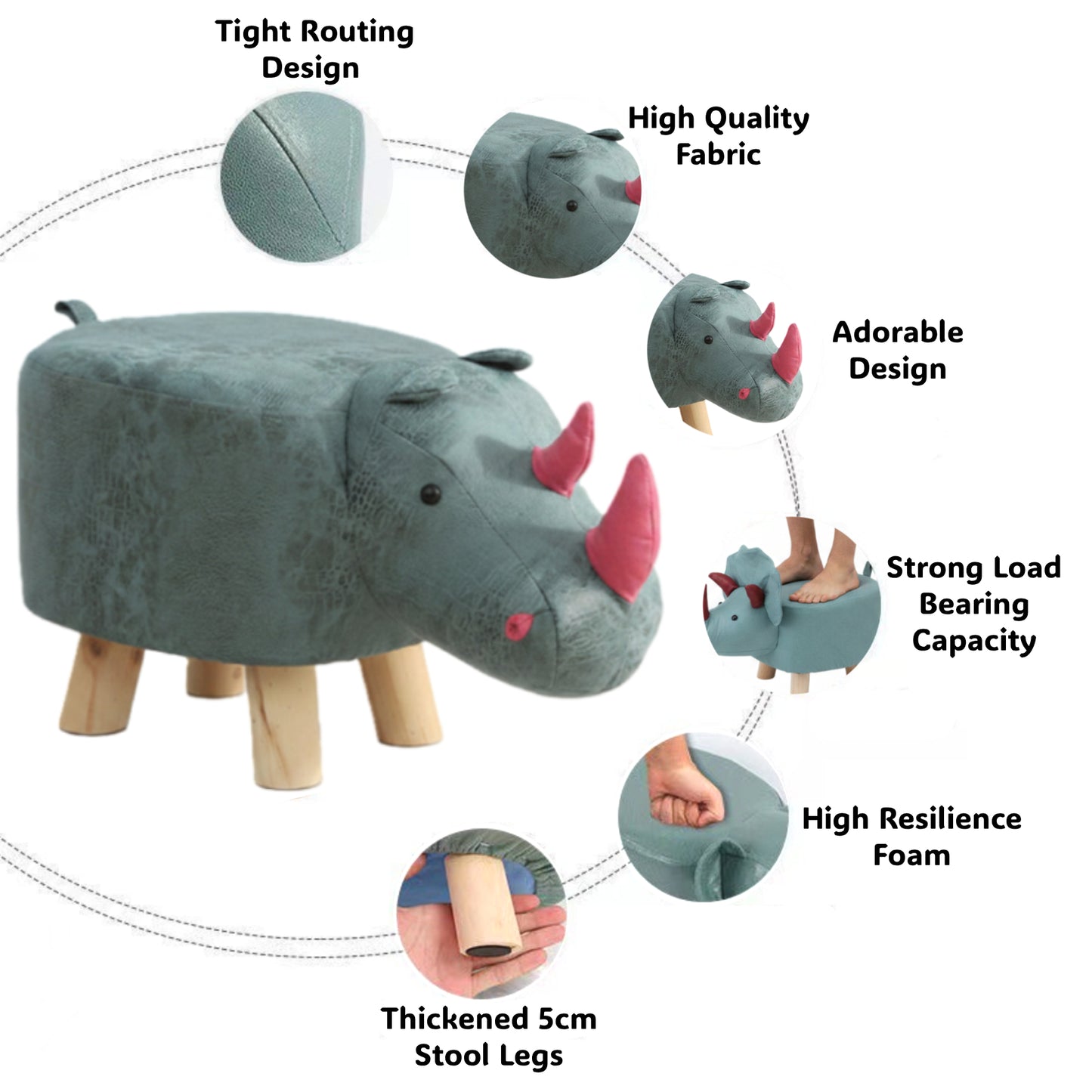 Rhino Animal Children's Ottoman Footstool