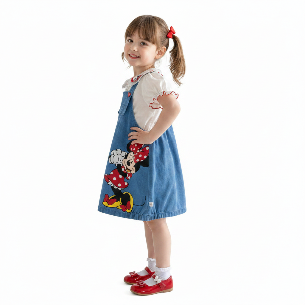 Mickey & Minnie Girl's Denim Skirt Overall Outfit Set