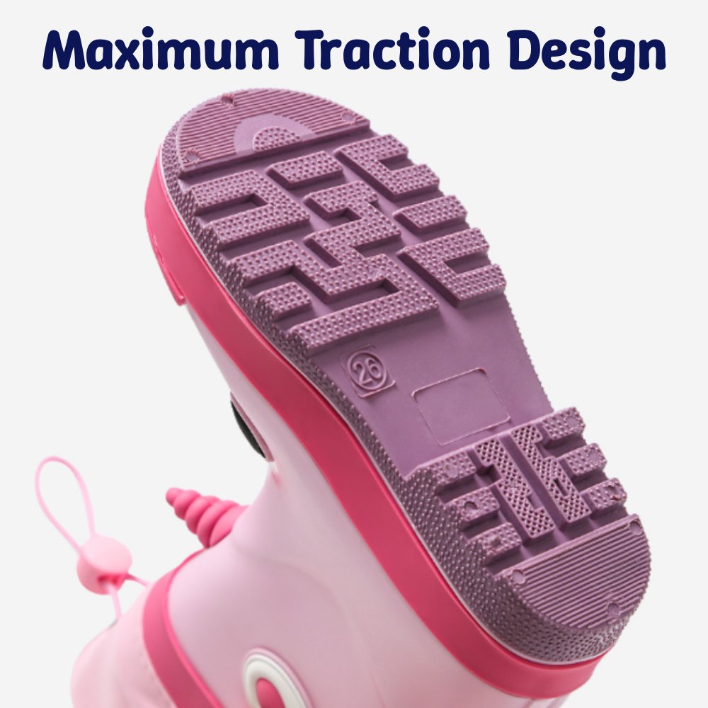 Kids Waterproof Cartoon Gumboots | Rain Boots with Splash-Proof Drawstring Cuff