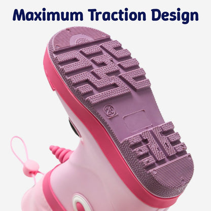 Kids Waterproof Cartoon Gumboots | Rain Boots with Splash-Proof Drawstring Cuff
