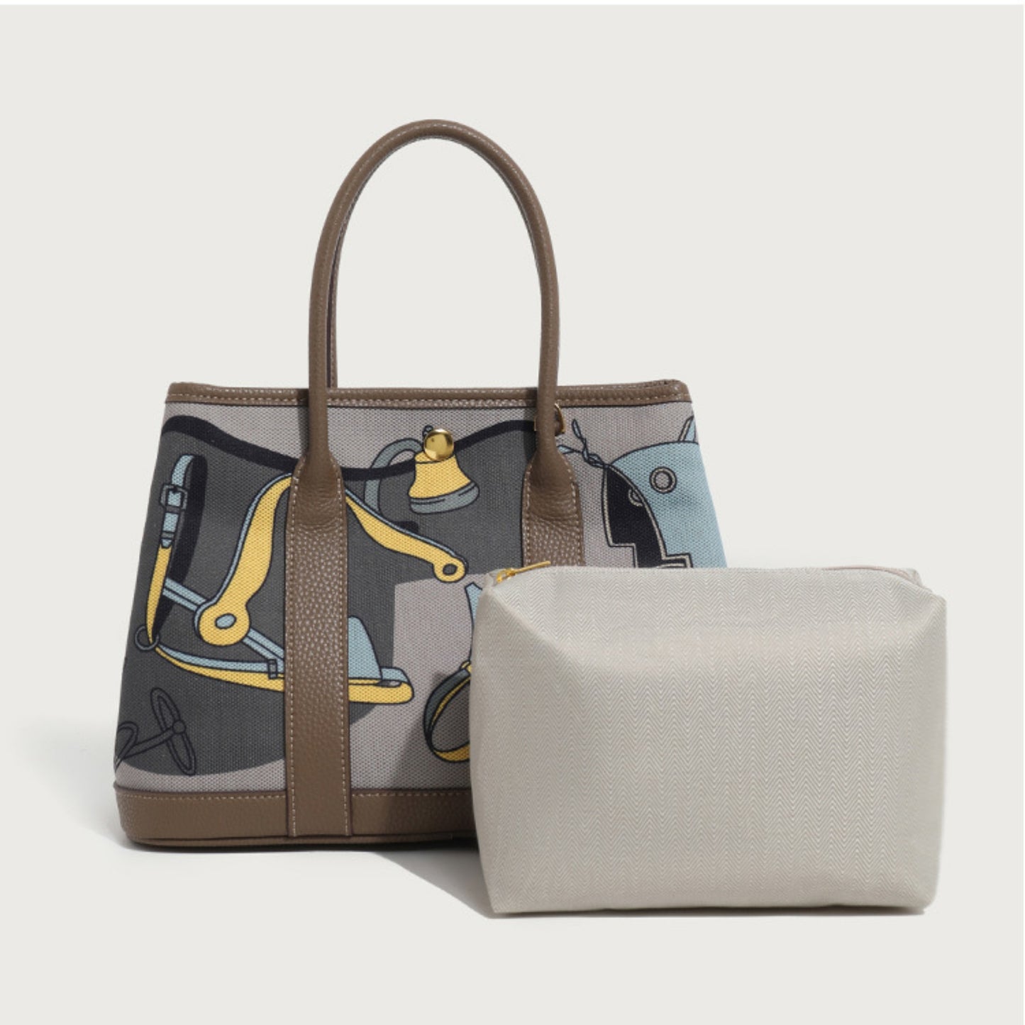 Women's Graphic Canvas Tote Bag - Gray