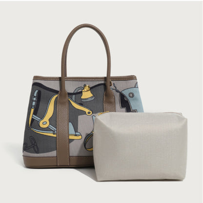 Women's Graphic Canvas Tote Bag - Gray