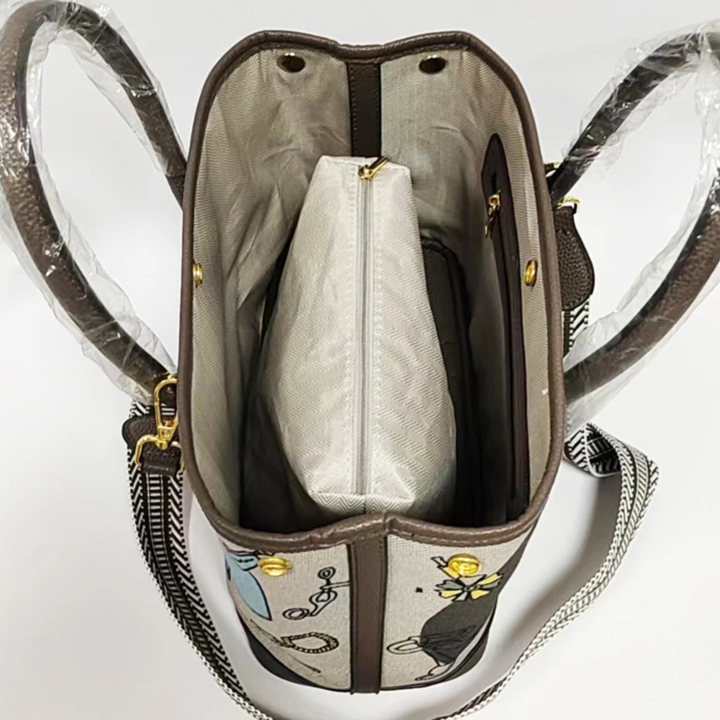 Women's Graphic Canvas Tote Bag - Gray