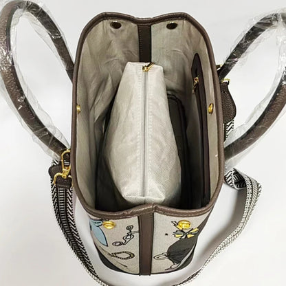 Women's Graphic Canvas Tote Bag - Gray