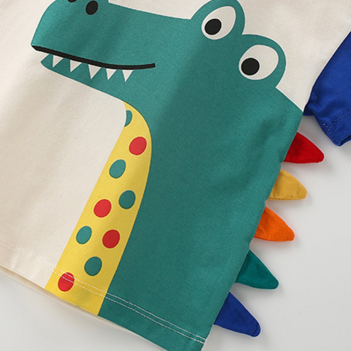 Cute Dinosaur Applique Toddler Summer Outfit Set