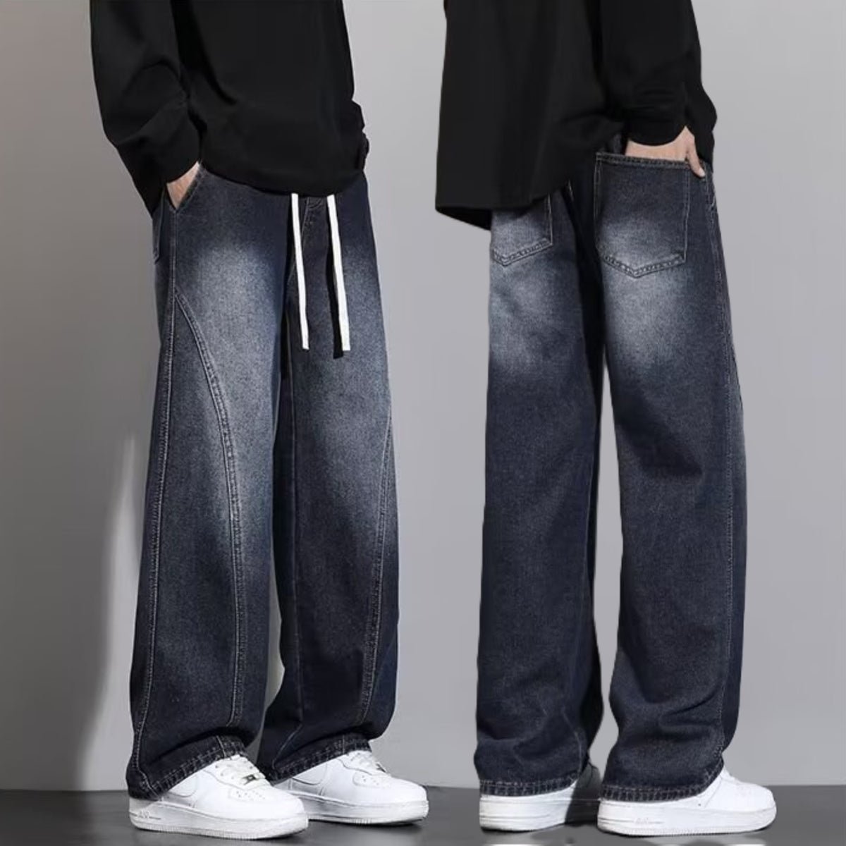 Men's Wide-Leg Denim Baggy Jeans