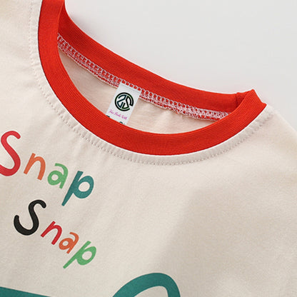 Cute Dinosaur Applique Toddler Summer Outfit Set