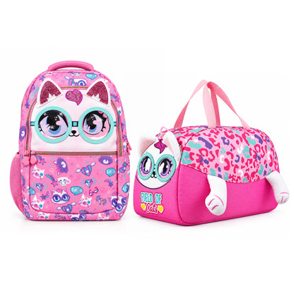 2-Piece Kids 3D Large Field of Cats Backpack & Duffel Bag Travel Set