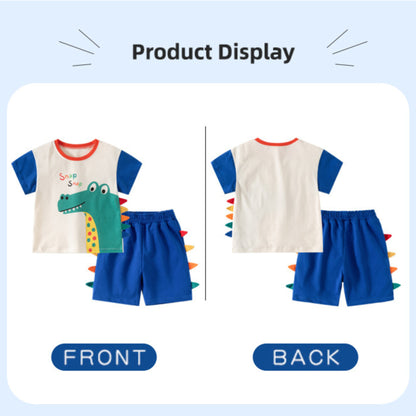 Cute Dinosaur Applique Toddler Summer Outfit Set