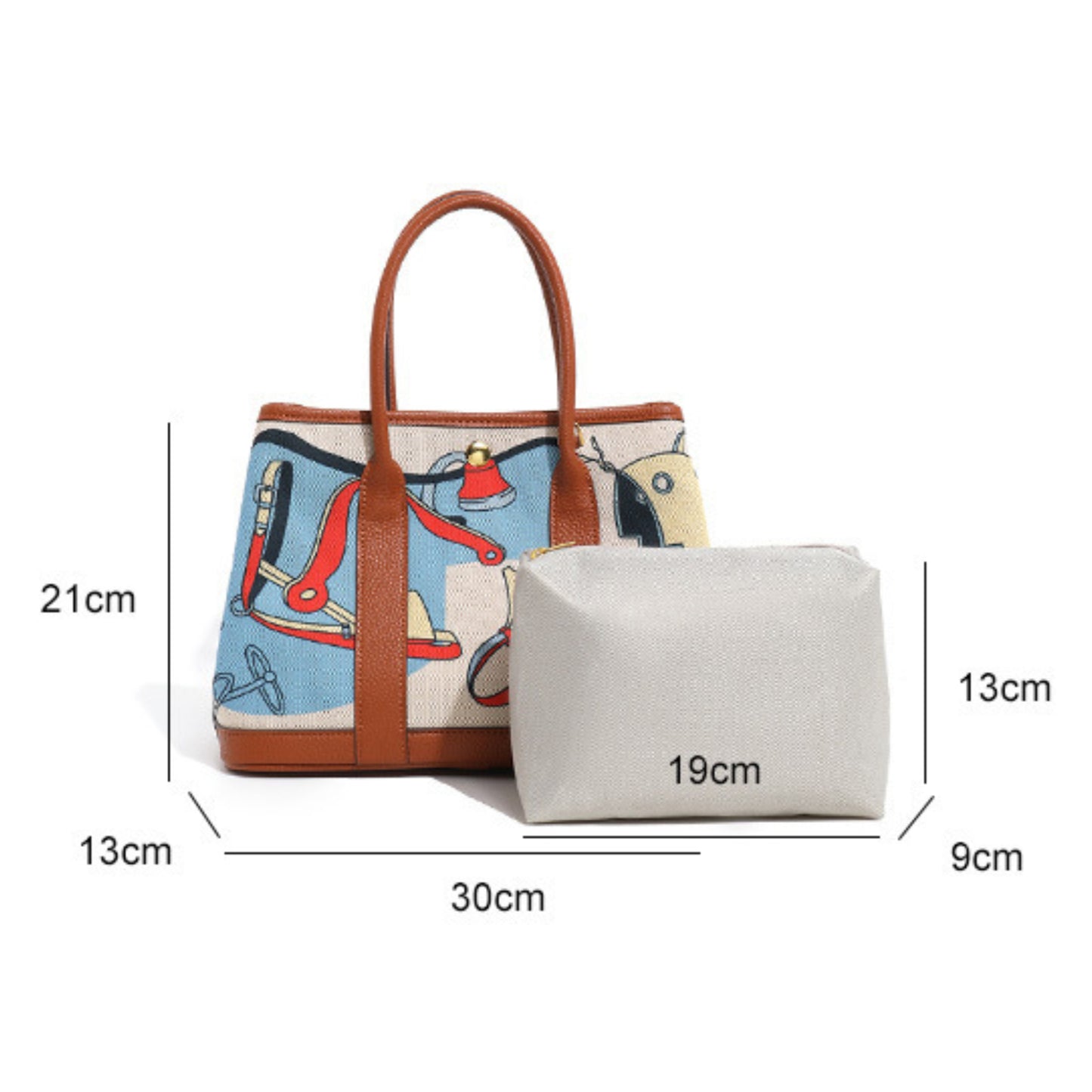 Women's Graphic Canvas Tote Bag - Brown