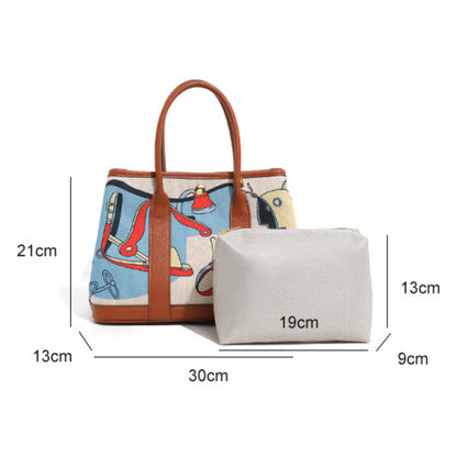 Women's Graphic Canvas Tote Bag - Brown