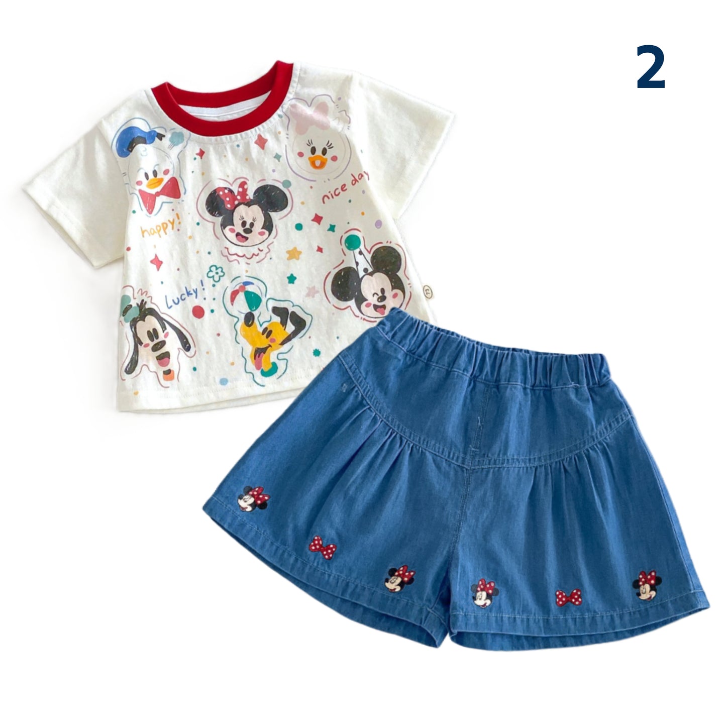 Minnie Mouse Girl's Denim Shorts Outfit Set