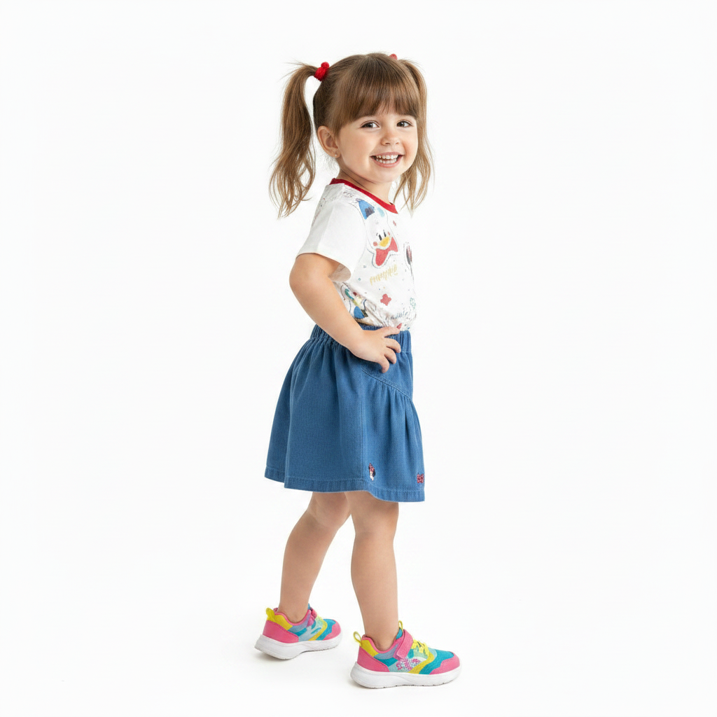 Minnie Mouse Girl's Denim Shorts Outfit Set
