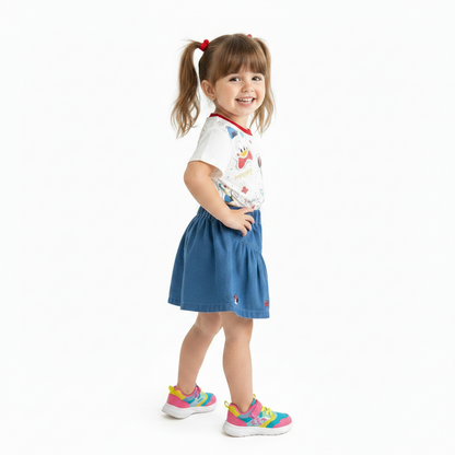 Minnie Mouse Girl's Denim Shorts Outfit Set