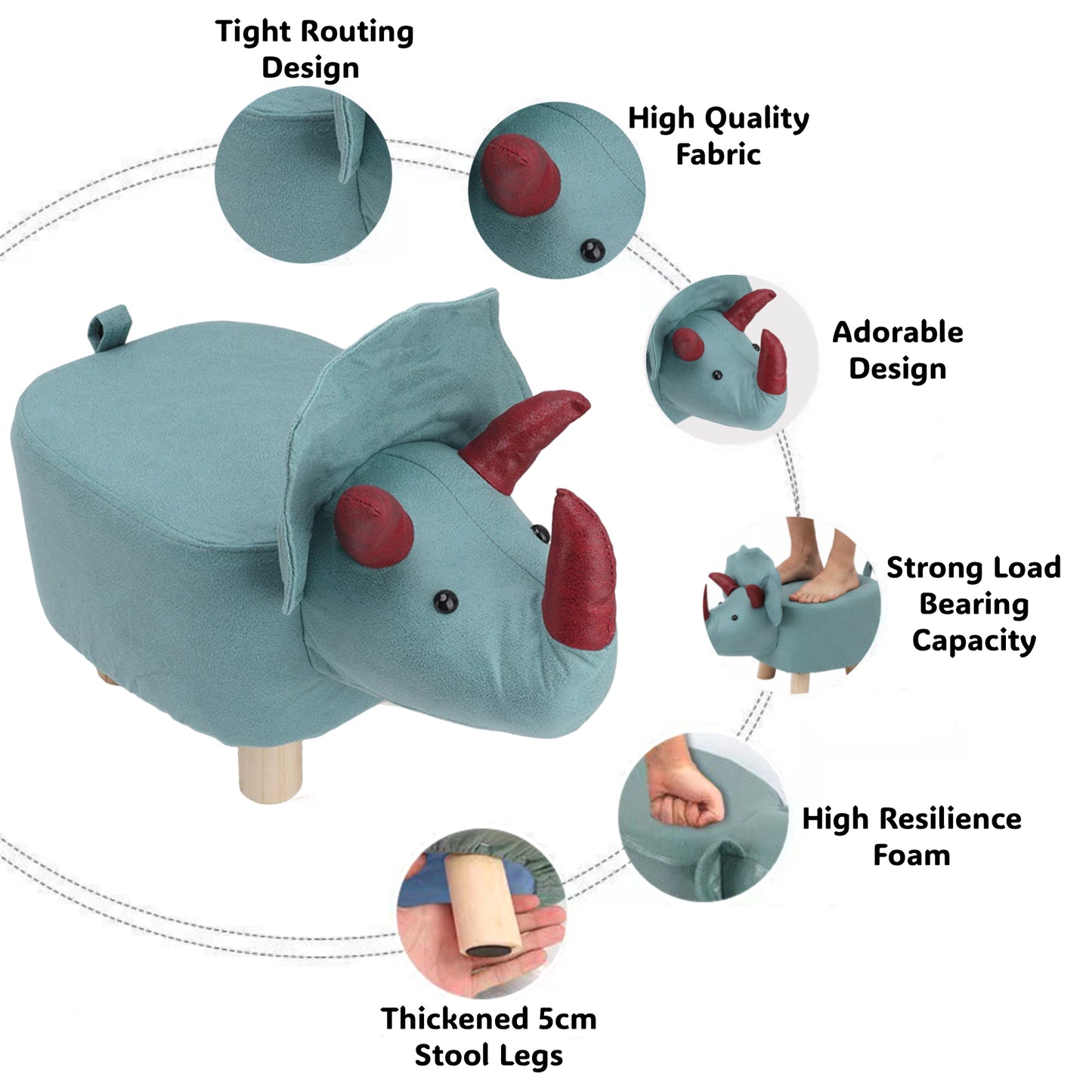 Triceratops Animal Children's Ottoman Footstool