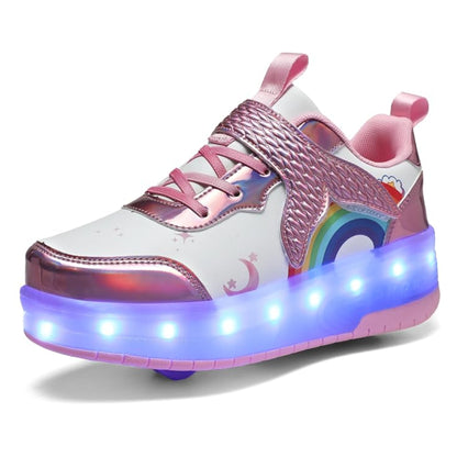 Kids Magical Light Up 2-in-1 Roller Skate Sneakers - Purple