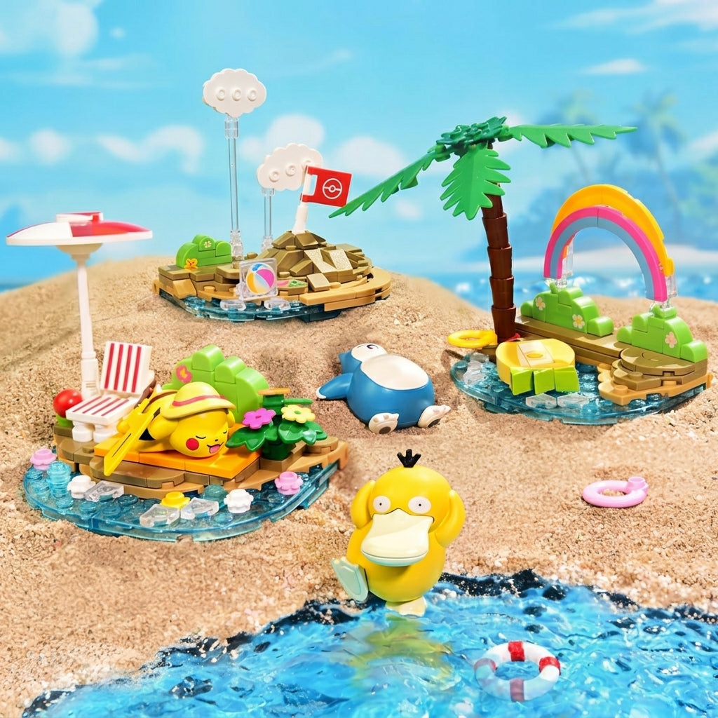 Keeppley Pokémon Building Blocks Scene Set - Vacation Diorama Mini Bricks Toy Kit