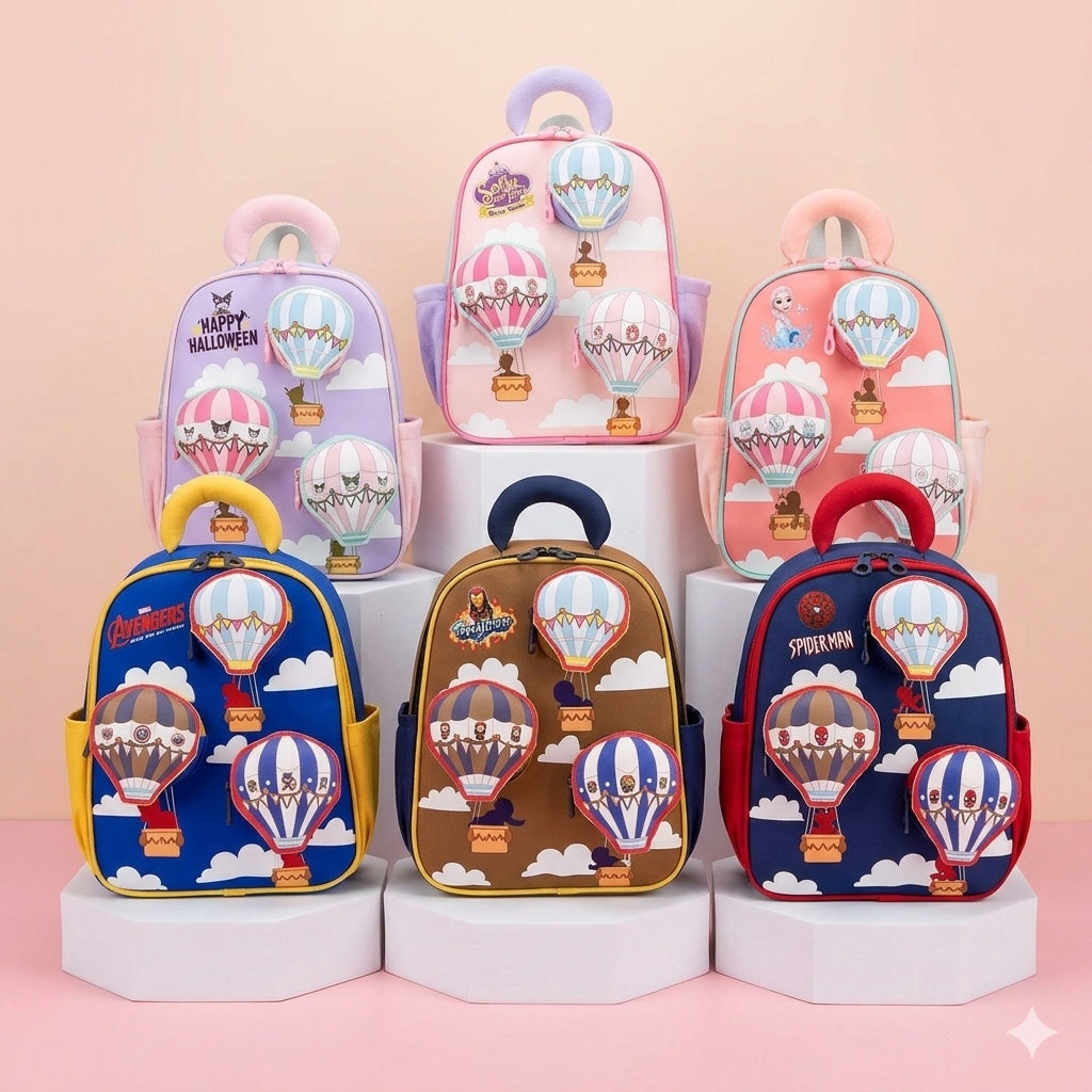 3D Hot Air Balloon Character School Backpack