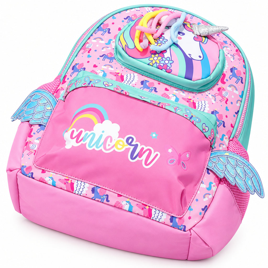 2-Piece Kids 3D Magical Unicorn Backpack & Duffel Bag Travel Set