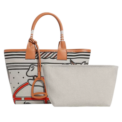 Women's Elegant Canvas Tote Bag - Swift Beige