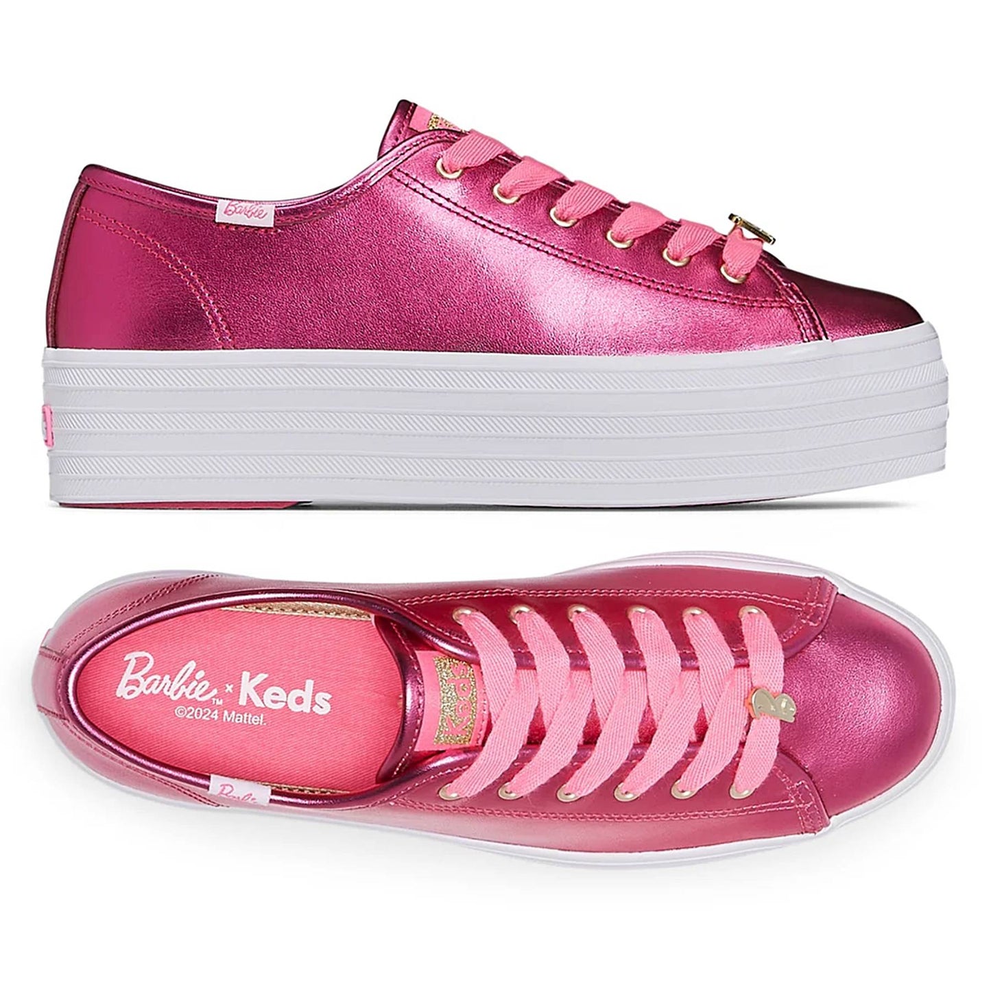 Keds x Barbie Triple Up Metallic Leather Lace-Up Sneaker