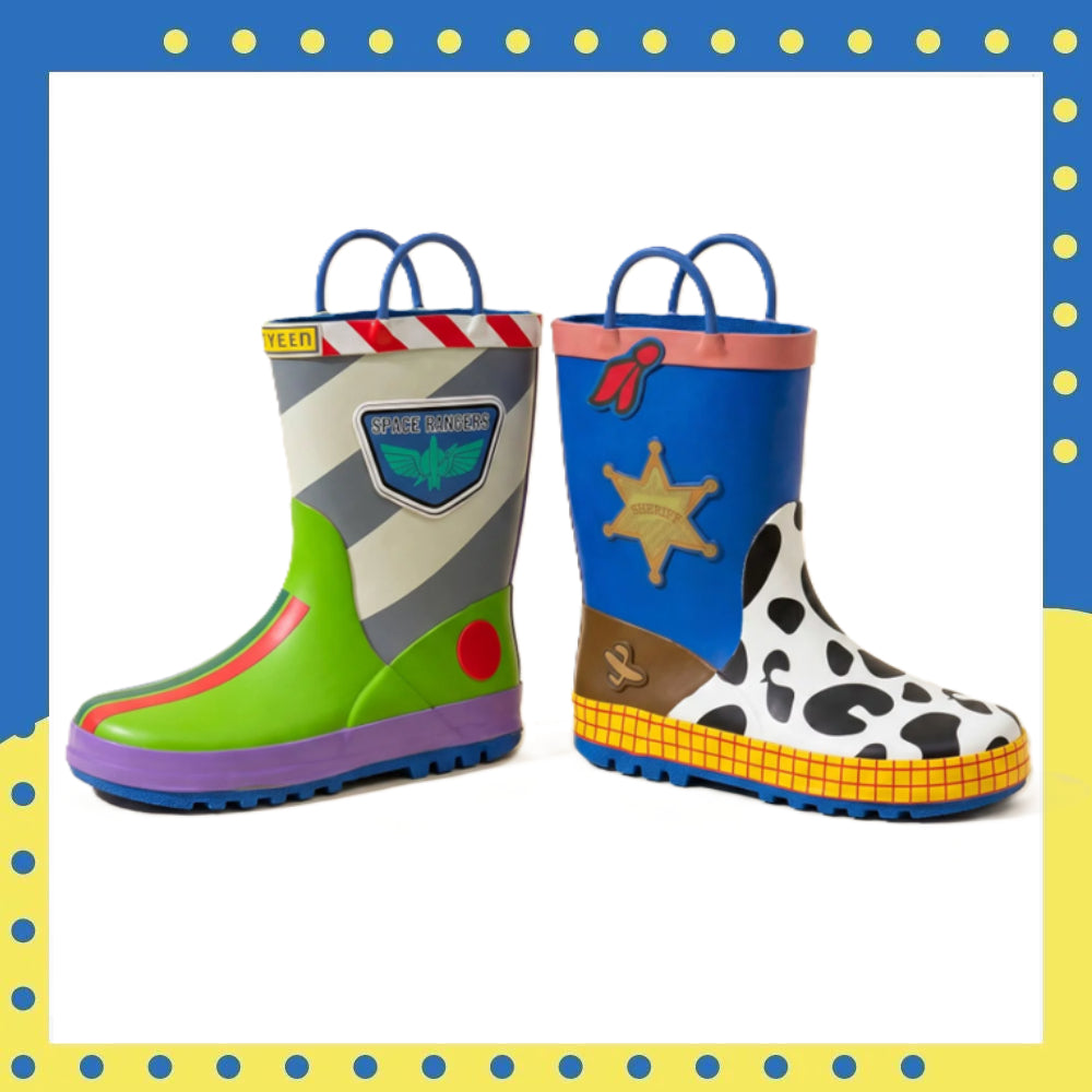 Disney Pixar Toy Story Kids Mismatched Rain Boots with Easy-Pull Handles