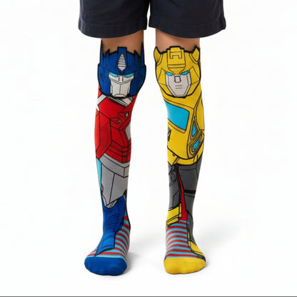 Transformers Optimus Prime & Bumblebee Mismatched Knee-High Crazy Socks