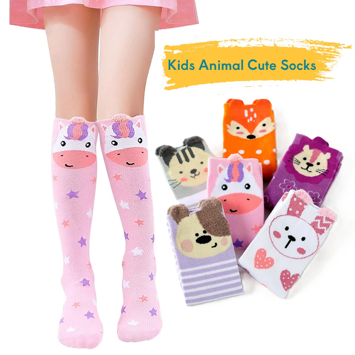 Girls' Cute Animal Knee-High Crazy Socks