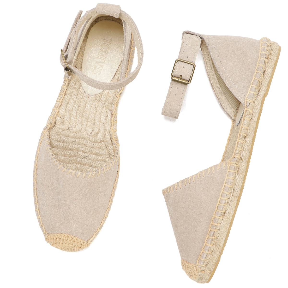 TONIVIS Women's Suede Leather Ankle Strap Espadrille Sandals