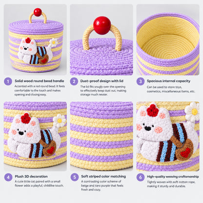 Puppy Woven Storage Basket with Lid