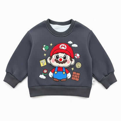 Super Mario 3D Applique Kids Pullover Sweatshirt