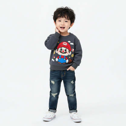 Super Mario 3D Applique Kids Pullover Sweatshirt