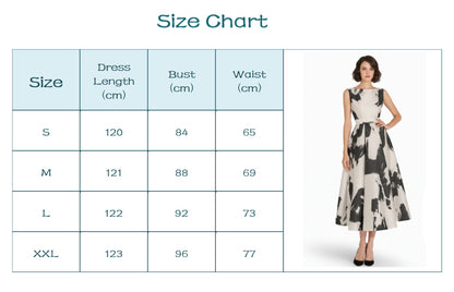Flare Monochrome Jacquard Sleeveless Dress.