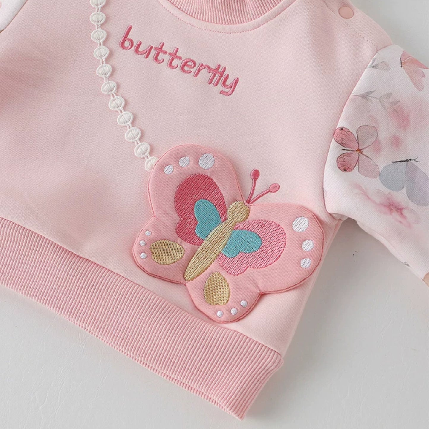Pixie Dust Butterfly Girls' Sweatshirt and Sweatpants 2-Piece Outfit Set