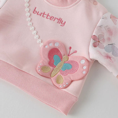 Pixie Dust Butterfly Girls' Sweatshirt and Sweatpants 2-Piece Outfit Set
