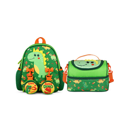 Supercute Super Dino School Backpack & Lunch Bag Set