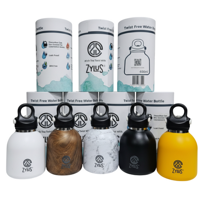 Kids Insulated Twist Free Water Bottle - White 400ml