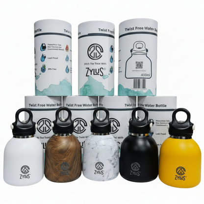 Kids Insulated Twist Free Water Bottle - White 400ml