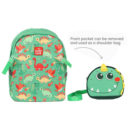 Supercute 2-in-1 Dino-Mite Kids Backpack with Detachable Crossbody Bag