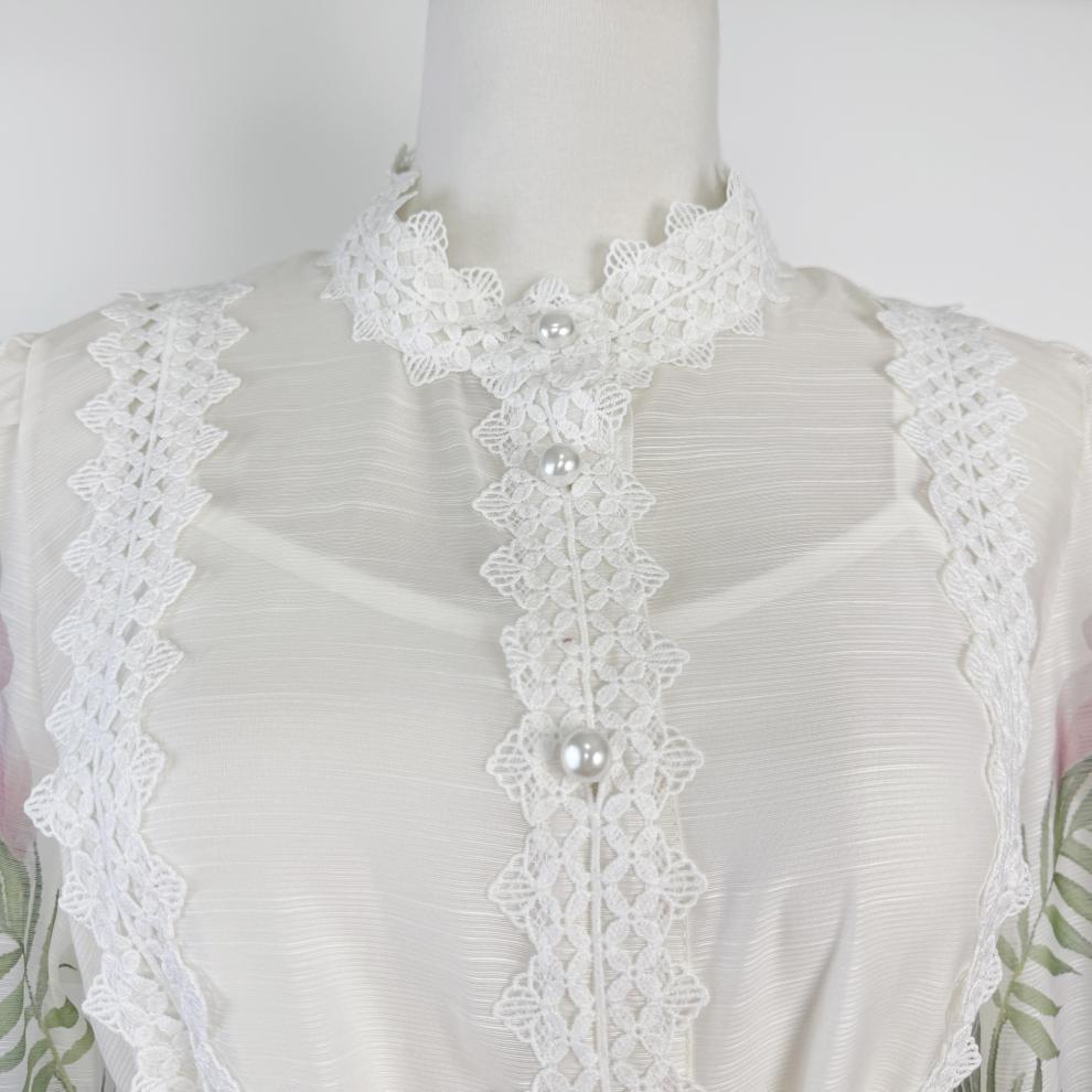 Evergreen Lace Embroidered Long Sleeve Dress