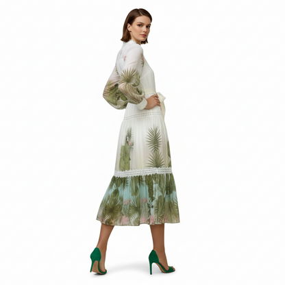 Evergreen Lace Embroidered Long Sleeve Dress