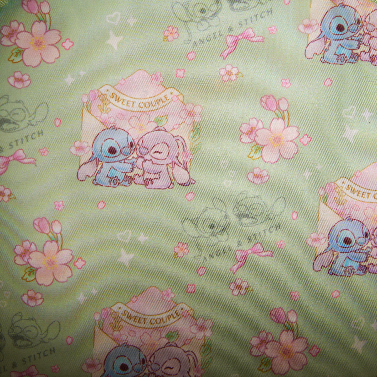 Loungefly x Disney Stitch & Angel Cherry Blossom Heart Mini Backpack