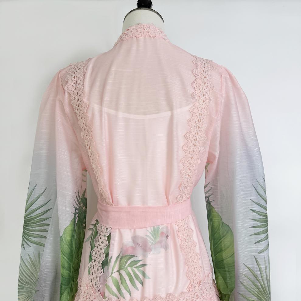 Evergreen Lace Embroidered Long Sleeve Dress